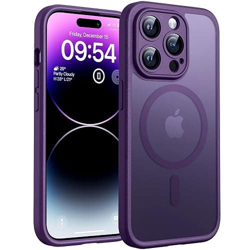 TOCOL Magnetic for iPhone 14 Pro Case 6.1-Inch, Fit for MagSafe, Upgraded [Full Camera Protection], [14FT Military Grade Drop Tested] Shockproof Translucent Matte Back Cover (Midnight Purple) - Image 1