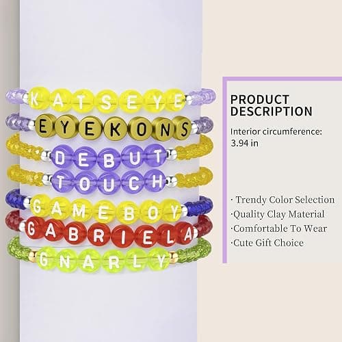 KYNOX KATSEYE Merch Bracelets Stackable Stretch Inspired Friendship Bracelets Gifts for Fans Concert Outfits Friendship Jewelry Gifts for Fans Women Men Pop (Soft pottery bracelet set D) thumbnail 5