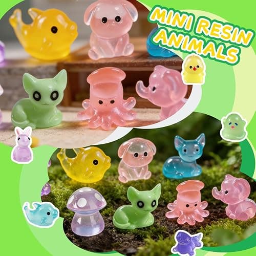 Guuozzli 200 Pcs Mini Resin Animals,Variety Little Small Figures Miniature,Tiny Resin Animals Bulk for Micro Fairy Garden Dollhouse Landscape Accessories thumbnail 7