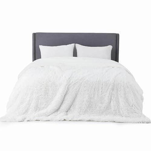 Bedsure GentleSoft Fluffy White Blankets Queen Size for Bed, Thick Sherpa Faux Fur Fleece Fuzzy Plush Winter Warm Heavy Soft Queen Blankets, Bedroom Decor White Gifts Cozy Gifts for Women Men, 90x90 thumbnail 9