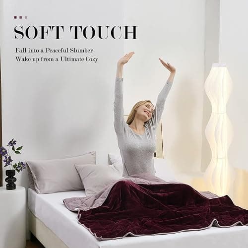 Satwip Pink Weighted Blanket 15 Pounds, Fuzzy Warm Flannel Throw Blanket with Soft Breathable Sanded, 48 x 72 inches, Red Pink thumbnail 4