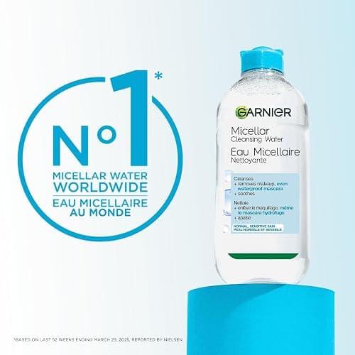 Garnier Micellar Water For Waterproof Makeup, Hydrating Facial Cleanser & Makeup Remover, Suitable for Sensitive Skin, Vegan, Cruelty Free, 13.5 Fl Oz (400mL), 1 Count thumbnail 8