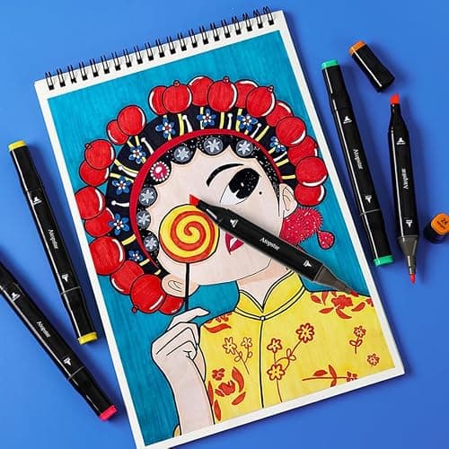 ATOPSTAR 120 Colors Alcohol Markers Artist Drawing, Dual Tip Adult Coloring | Art Markers for Kids; Coloring Marker Set with Fine & Chisel Tips, Color-Coded Caps, Black Carrying Case & Gift Idea thumbnail 5