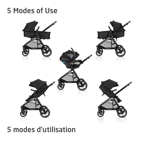Maxi-Cosi New Generation Zelia Luxe 5-in-1 Modular Travel System, Carriage Mode, Reversible Toddler Seat, Mico Infant Car Seat (included), Enhanced All-Terrain Wheels, Use from Birth – Bassalt Black thumbnail 2