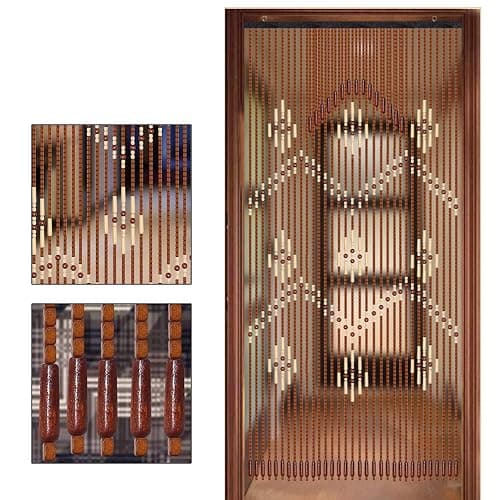 TFCFL Wooden Bead Curtain, 32 Lines Doorway Screen W35.4 X H68.9 for Porch Bedroom Living Room (Coffee) - Model 1 - Image 1