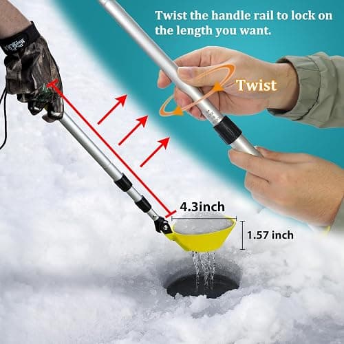 Huntury Retractable Ice Fishing Scoop Skimmer, Ice Fishing Accessories, Long Length, And Larger Spoon, No More Bending Over To Scoop Out Ice While Ice Fishing, Ice Fishing Gear thumbnail 5