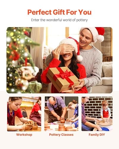 VEVOR 14in/35cm Pottery Wheel for Adults, 0-2in Lift-Table 450W Professional Pottery Kit with Foot Pedal Detachable Basin DIY Art Clay Potter's Wheel for Kids Adults Beginners at Home Pottery, White thumbnail 7