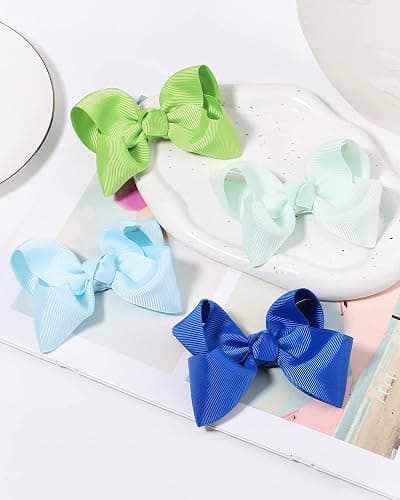 Choicbaby 40 Pieces Hair Bows for Girls 4 Inch Grosgrain Ribbon Toddler Hair Accessories with Fully Lined Clips for Toddlers Baby Girls Kids Teens thumbnail 7