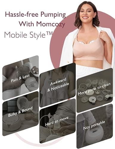 Momcozy Breast Pump Hands Free Mobile Style | M6, Wearable Breastfeeding Pump Ideal Rhythm for More Milk, DoubleFit Flange More Fit & Discreet with 3 Modes & 9 Levels, 24mm (Cozy Red, 2 Count) thumbnail 8