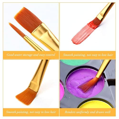 AROIC 200 Pcs Paint Brushes, Nylon Hair Brush Set for Oil and Watercolor | Acrylic Bulk Paint Brushes for Beginners & Artists, Kids Drawing Kit, Perfect for Canvas Rock Painting Art Supplies(20 Packs) thumbnail 3
