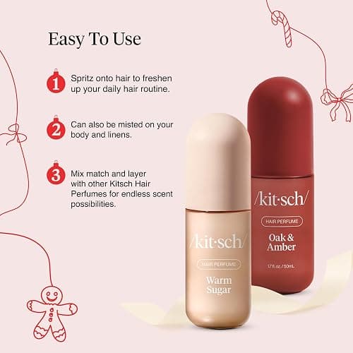 Kitsch Hair Perfume for Women- Warm Sugar and Oak & Amber | Clean, Deodorizing & Patented Odor-Eliminating Technology Hair Spray & Body Mist- Freshen Hair, Pillows | Ideal Gifts for Women - 50mL, 2pcs thumbnail 9