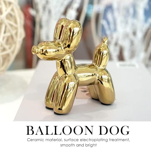 Notakia Cute Ceramics Balloon Dog Statue Crafts Gold Living Room Desktop Decorations,Handmade Modern Small Ceramic Animal Statue Ornament Gold Home Decor Accents thumbnail 4
