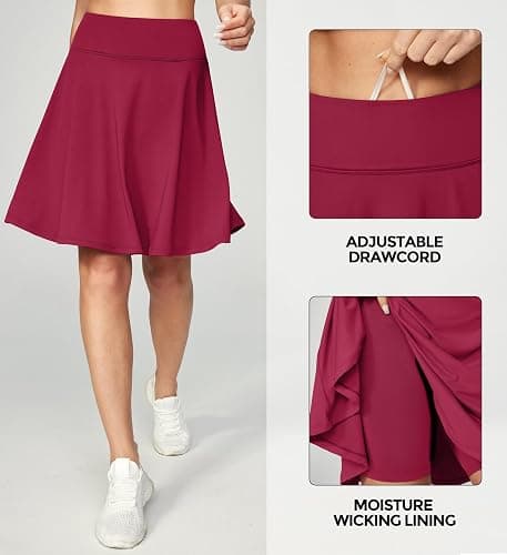 IUGA 20" Knee Length Skorts Skirts for Women with Pockets Tennis Skirt High Waisted Golf Skirts for Women Casual Athletic thumbnail 3