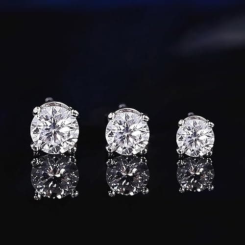 JNQZM 0.2-4 ct Moissanite Earrings, Rhodium Plated 925 Sterling Silver Lab Created Moissanite Diamond Stud Earrings Engagement Jewelry Birthday Gifts for Women Men thumbnail 6