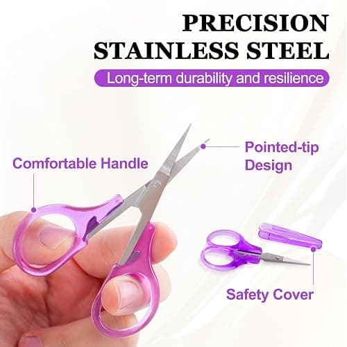 10 Pcs Small Scissors All Purpose, Stainless Steel Sharp Mini Detail Craft Scissors with Protective Cover for Embroidery, Paper Cutting, Sewing, Knitting, Crafting, 3.5" thumbnail 3