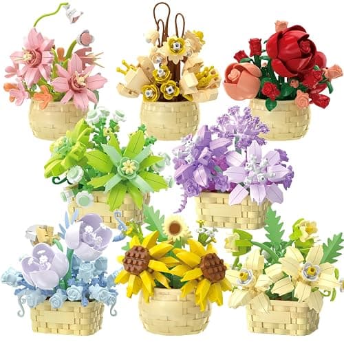 SJIADA 8 Pieces Flower Block Set- 1361 Pieces, Plant and Succulent Toys,Birthday Gift for Women and Girls As a Decoration or Adult Block Toy - Image 1