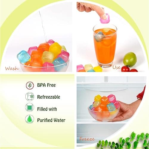 Reusable Ice Cube Plastic Ice Cubes 65 Pack Colorful Refreezable Ice Cubes for drinks, Whiskey, Vodka or Coffee, Washable Non-Melting Ice Cubes Non-Diluting thumbnail 4