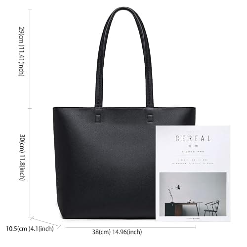 MEEGIRL Damen Henkeltaschen, Einfache Handtaschen PU Leder Tote Shopper Bag für Arbeit, Schule, Einkauf mit Reißverschluss und Innentasche thumbnail 5