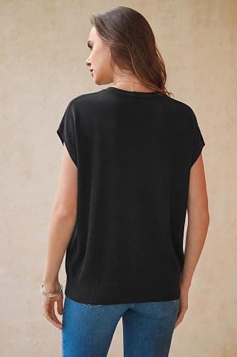 Arach&Cloz Women's Wool Blend Oversized Summer Sweater Dressy Casual 2026 | Short Sleeve Sweater, Stretchy & Lightweight, Fashion Clothing, Teacher Outfits, Business Casual Tops, Sweater Vest Women thumbnail 4