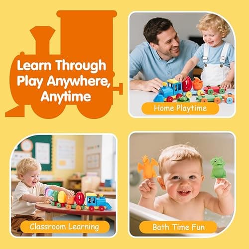 hahaland Toddler Learning Toys for 2 3 Year Old – Montessori Counting Matching Train Set with 8 Dinosaurs & Sorting Easter Eggs, Dino Stickers Toddler Toys for Kids 1-3 Years Easter Basket Stuffers thumbnail 5