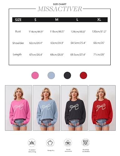 MISSACTIVER Women Bow Graphic Sweatshirts Oversized Pullover Sweatshirts Crewneck Pullover Tops 2025 Fall Fashion Clothes thumbnail 6