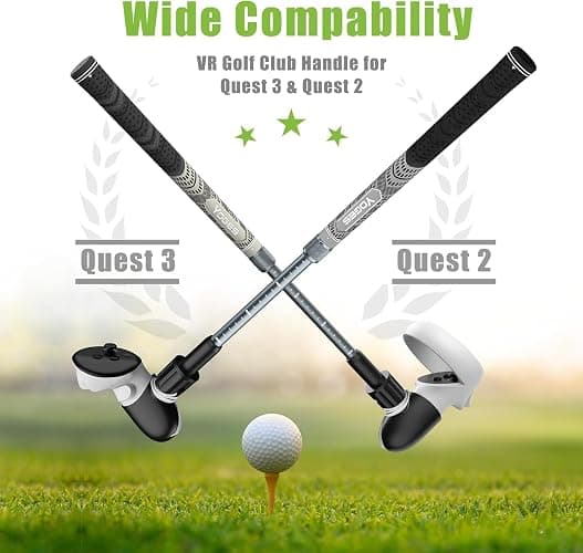 YOGES Adjustable Length VR Golf Club Handle for Meta Quest 3S/Quest 3/Oculus Quest 2, 90 Degree Virtual Reality Baseball Controller Attachment, Simulator Real Golf Game (ONLY for Right Controller) thumbnail 2