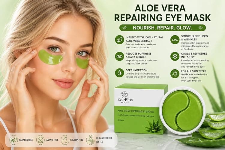 EverBliss Beauty Under Eye Mask Aloe Vera – 60 Pairs Eye Patches for Dark Circles & Puffy Eyes – Hydrating Eye Mask thumbnail 4
