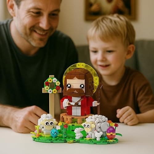 Jesus Figures Building Blocks Kit, Bible Story Good Shepherd with Sheep Bunny and Chick Blocks Toy Compatible with Brand as Easter Basket Stuffers, Christmas, Easter Gift for Christian Adults or Kids thumbnail 8