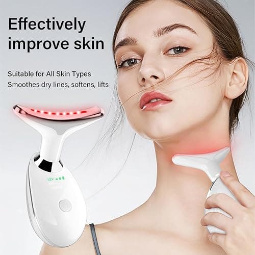 Red Light Therapy for Face, 7 Color LED Facial Light Therapy Wand for Skin Care at Home Blue Light Therapy Face Massager Tool for Neck (White) thumbnail 8