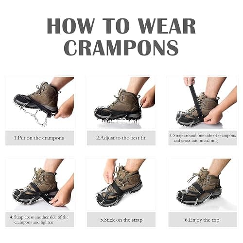 Crampons Ice Cleats Traction Snow Grips for Boots Shoes Women Men Kids Anti Slip 19 Stainless Steel Spikes Safe Protect for Hiking Fishing Walking Climbing Mountaineering thumbnail 6