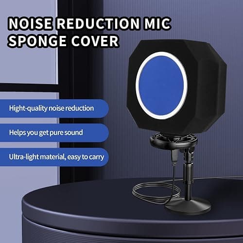 Professional Microphone Isolation Shield with Pop Filter,Reflection Filter for Recording Studios, Sound-absorbing Foam for Noise and Reflection Reduction for Recording,Singing,Podcasts,live stream - Mic isolation shield thumbnail 5