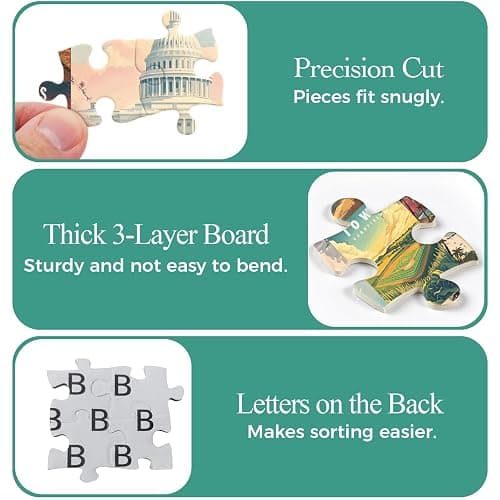 50 States & Washington, D.C. Jigsaw Puzzles for Adults 1000 Pieces, United States 1000 Piece Puzzle, Travel Poster Design of Family Puzzle,challenging Puzzle,USA States Puzzle thumbnail 4
