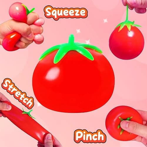 1Pcs Fruit Taba Squishy Toys Tomato Stress Balls for Adults and Kids Squishy Fidget Toy Sticky Sensory Stress Relief Toy Slow Rising Tomato Squishies for Office Classroom Prize Party Favors thumbnail 3