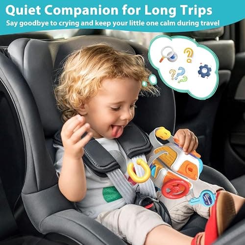 Briuhap Busy Board Cube Toys, Sensory Travel Toys for Toddlers with 10 Educational Activities, Great Baby Shower and First Birthday Gifts, Baby Travel Essentials thumbnail 5