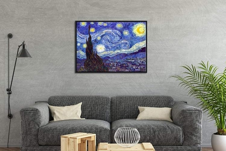 Wieco Art Framed Art Canvas Prints of Starry Night by Vincent Van Gogh Paintings Reproduction Post-Impressionism Artwork Framed Wall Art for Living Room Home Decorations Black thumbnail 4