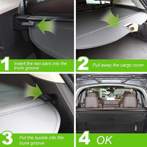 Cargo Cover for Toyota Corolla Cross 2026 2022 2023 2024 2025 Accessories Rear Trunk Cover Rear Trunk Security Cover Shielding Shade, Black (Not for Corolla) thumbnail 3