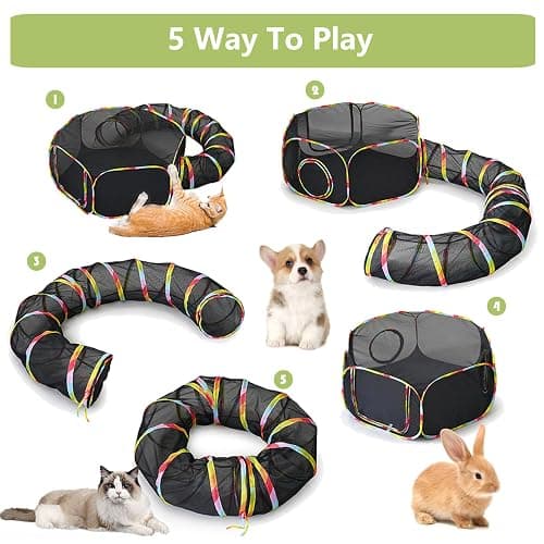 Outdoor Cat Enclosures, Cat Playground Portable Mesh Tent, Outside Circle Playpen Tunnel for Kitty, Rabbit, Puppy and Small Animals thumbnail 6
