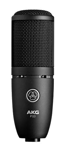 AKG Pro Audio P120 - Affordable 2/3-Inch Diaphragm Condenser Microphone for Clear Vocals & Instruments. Studio Recording or Live. XLR Connector. Black - Image 1