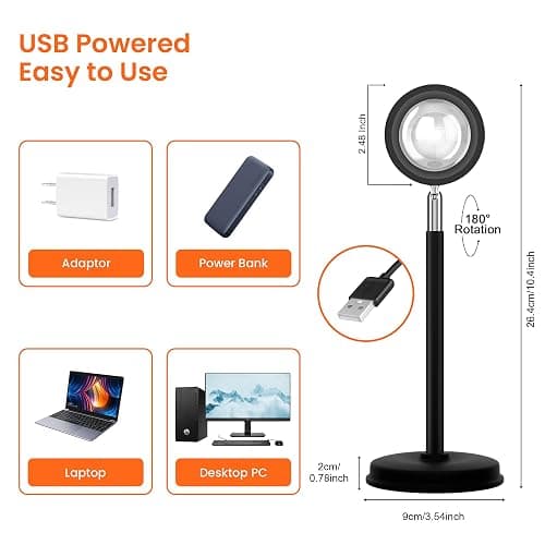 Tsrarey Sunset Lamp Projector with Remote Control, Multiple Colors LED APP Control Sunset Light Three Control Methods Night Light for Room Decor/Christmas Gifts/Photography/Party/Bedroom Decor thumbnail 5