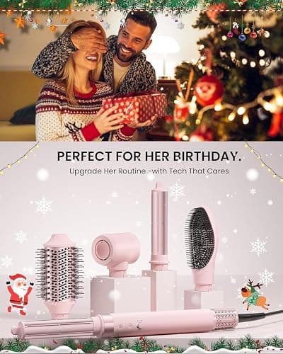 MESCOMB 5 in 1 Airstyler, Professioneller Hairstyler Set mit Ionen Föhn,Auto-Lockenstab,Glätteisen, Volumenbürste, Zum Schnelltrocknend, Styling, Volumisieren, Locken und Glätten,Mit Reisetasche thumbnail 8
