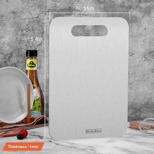 Stron-Dura Cutting Boards for Kitchen, Cutting Board, Foodgrade Stainless Steel Cutting Board for Meat,Fruit, Vegetables, Outdoor or Indoor, L 15 .4" * 11" thumbnail 3