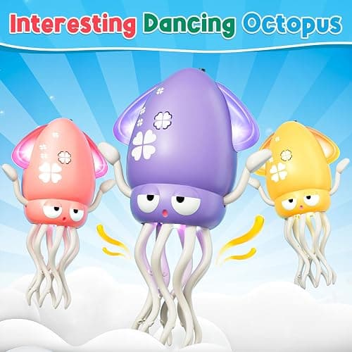 Dancing Octopus Baby Toy, Electric Crawling Octopus Tummy Time Toy, Rechargeable Magic Dancing Music Squid for 3 4 5 6 Year Old Kids Boy Girl Birthday Gifts, Funny Squid for Office Desk Decor (Purple) - Purple thumbnail 3