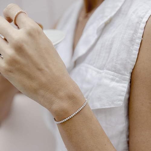 PAVOI 14K Gold Plated Cubic Zirconia Classic Tennis Bracelet for Women | Adjustable Slider thumbnail 2
