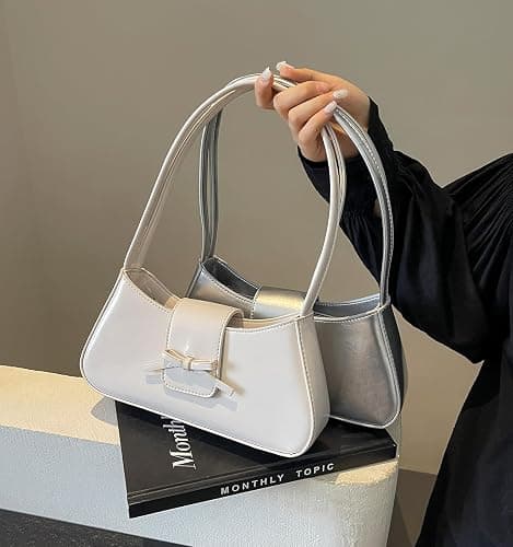 Shoulder Bag for Women, Hobo Handbags Trendy Y2K Purses Patent Leather Clutch Bag Cute Bow Purse thumbnail 4