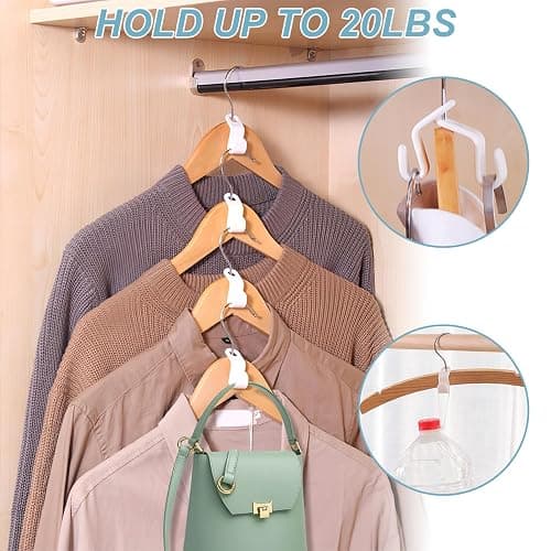 50 PCS Space Saving Hanger - Clothes Connector Hooks, Stacking Space Saver, Plastic Closet Organizers and Storage Extender for Heavy Duty Cascading Connection (White) thumbnail 4