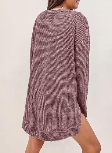 SHEWIN Long Sleeve Shirts For Women Oversized Sweatshirt Crewneck Waffle Knit Fall Tops for Women 2025 thumbnail 4