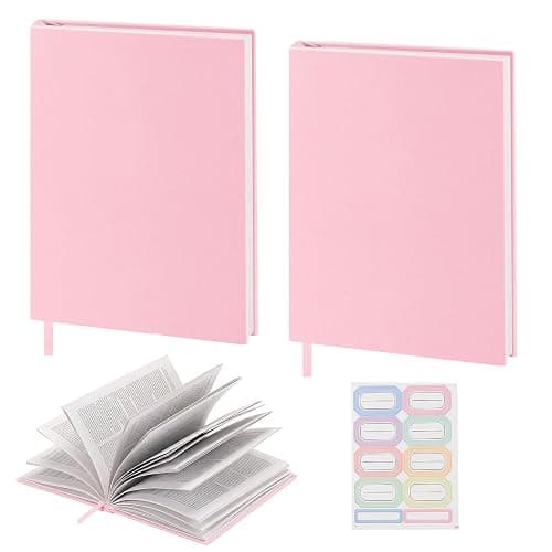 MoKo Book Cover, Stretchable Reusable Jumbo Book Cover Protector for Textbook Hardcover Books up to 10 x 12.5 in,Fabric Books Sox, Back to School Supplies, 2PCS, Pink - Image 1