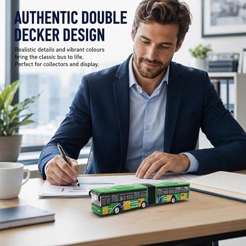Dfiupdn 1 Double Decker Bus Toy, London Bus Toy, Pull Back Toy Cars | Double Decker Bus Design, Pull Back Action Mechanism, Durable Construction Materials, Imaginative Play Scenarios, Collectible thumbnail 6