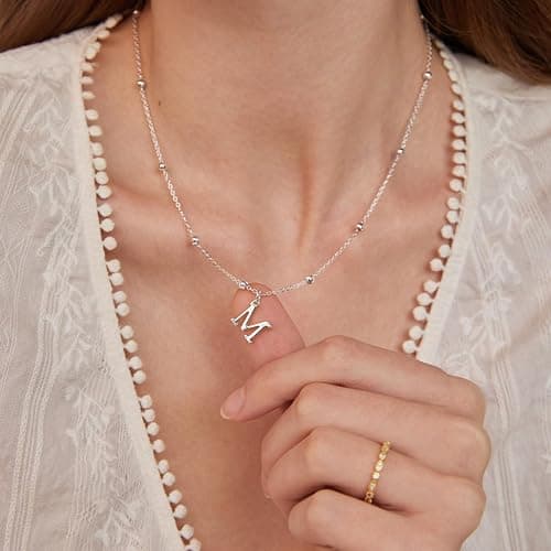De Amo Sara Initial Necklaces for Women, Dainty A-Z Pendant Letter Charm Necklace Personalized Name Necklaces Trendy Jewelry Stocking Stuffers Christmas Gifts for Her thumbnail 5