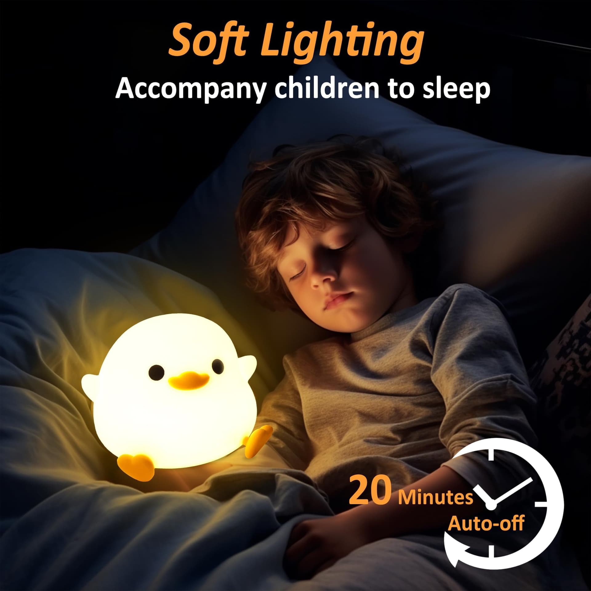 FULLOSUN Duck Light for Kids, Cute Silicone Animal Night Lamp with Touch Rechargeable Dimmable Timer, Best Decor for Children's Room Bedroom Desk, Present for Girls Boys Baby Toddler Xmas Birthday thumbnail 4